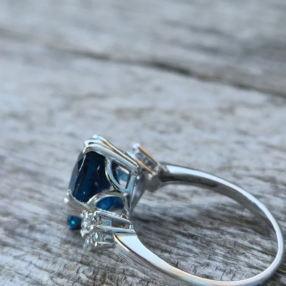 925 Sterling Silver London Blue Topaz Designer Signed RSI Size 10 Ring Thailand - Picture 8 of 16